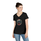 Cute Black Labrador Retriever Christmas V-Neck T-Shirt, Holiday Tee, Festive Womens Shirt, Christmas Gift, Winter Apparel