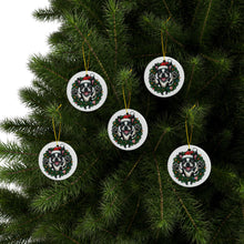 Load image into Gallery viewer, Festive Boston Terrier Dog Ceramic Ornaments - Holiday Decorations, Pet Lover Gift, Personalized Tree Hangings, Christmas Cheer