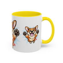 Load image into Gallery viewer, Excited Leaping Corgi  Accent Coffee Mug - Cute Dog Lover Gift (11oz)
