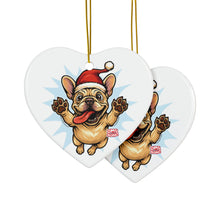 Load image into Gallery viewer, Festive Frenchie Ornaments, Pet Lover Gifts, Holiday Decor, Christmas Tree Decorations, 2-Sided Prints, Multiple Pack Options