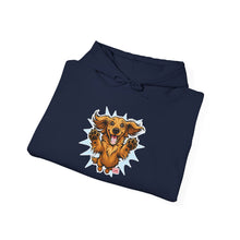 Load image into Gallery viewer, Happy Leaping Dachshund Illustration Hoodie | Smiling Dog Art