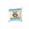 Yellow Labrador Retriever Dog Squirrel Patrol - Spun Polyester Square Pillow