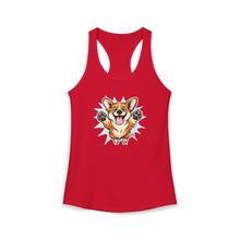 Load image into Gallery viewer, Cute Leaping Corgi Racerback Tank | Playful Happy Corgi Design