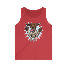 Load image into Gallery viewer, Dog Jumping Graphic Tank Top — Playful Pointer Design for GSP Dog Lovers