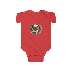 Cute Christmas Pug Baby Bodysuit, Infant Holiday Outfit, Newborn Christmas Apparel, Baby Shower Gift, Adorable Christmas Onesie, First Christmas