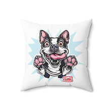 Load image into Gallery viewer, Excited Boston Terrier Pillow | Square Throw Pillow, Dog Face Illustration