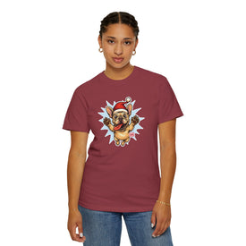 Festive French Bulldog T-shirt, Holiday Shirt, Unisex Tee, Dog Lover Gift, Christmas Apparel, Cute Pet T-shirt