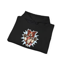 Load image into Gallery viewer, Playful Red and White Border Collie Animal Print Hoodie - Cozy Unisex Sweatshirt, Cute Gift for Pet Lovers