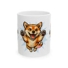 Happy Jumping Shiba Inu Mug | Cute Dog Illustration Ceramic Mug