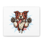 Happy Border Collie Illustration Canvas | Matte Stretched 1.25"