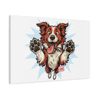 Happy Border Collie Illustration Canvas | Matte Stretched 1.25"