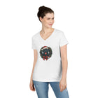 Cute Black Labrador Retriever Christmas V-Neck T-Shirt, Holiday Tee, Festive Womens Shirt, Christmas Gift, Winter Apparel