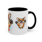 Excited Leaping Corgi  Accent Coffee Mug - Cute Dog Lover Gift (11oz)
