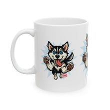 Load image into Gallery viewer, Happy Leaping Siberian Husky Ceramic mug, 11oz and 15oz, Husky Dog Parent Gift