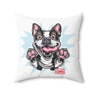 Excited Boston Terrier Pillow | Square Throw Pillow, Dog Face Illustration