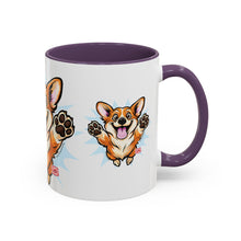Load image into Gallery viewer, Excited Leaping Corgi  Accent Coffee Mug - Cute Dog Lover Gift (11oz)