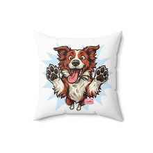 Load image into Gallery viewer, Red Border Collie Dog Lover's Square Pillow, Cute Pet Decor, Animal Gift, Throw Pillow for Home, Dog Art Cushion