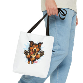 Cute Collie Dog Lover Tote Bag, AOP Dog Art Bag, Pet Owner Gift, Collie Lover Tote, Summer Beach Bag, Gifts for Dog Lovers