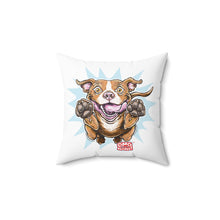 Load image into Gallery viewer, Jumping Happy Rednose Pitbull Dog pillow | Cute cartoon Pit illustration