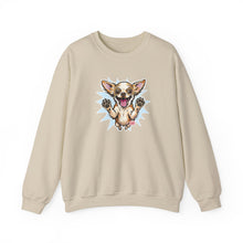 Load image into Gallery viewer, Chihuahua Splash Crewneck Sweatshirt  Cute Jumping Puppy Graphic