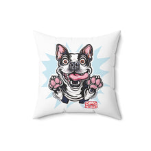 Load image into Gallery viewer, Excited Boston Terrier Pillow | Square Throw Pillow, Dog Face Illustration