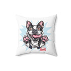 Excited Boston Terrier Pillow | Square Throw Pillow, Dog Face Illustration