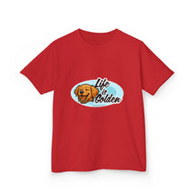 Load image into Gallery viewer, Kids Dog Lover Tee - Life is Golden, Cute Pet Shirt, Gift for Golden Retriever Lovers, Birthday Present, Summer Wear, Fun Casual Top