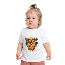 Load image into Gallery viewer, Happy Dachshund Puppy Baby T-Shirt | Cute Dog Graphic, Playful Paws