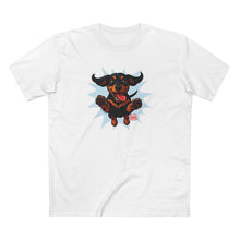 Load image into Gallery viewer, Playful Excited Dachshund Dog Leaping to Greet You - 100% Combed Cotton T-Shirt