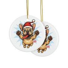 Load image into Gallery viewer, Festive Frenchie Ornaments, Pet Lover Gifts, Holiday Decor, Christmas Tree Decorations, 2-Sided Prints, Multiple Pack Options