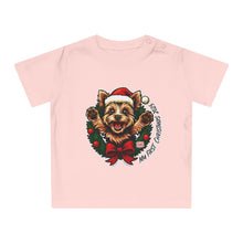 Load image into Gallery viewer, Adorable Christmas Baby T-Shirt, Festive Infant Tee with Santa Yorkie Design, Perfect for Holiday Photos, Baby Gift, My First Christmas