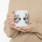 Mug - Happy White Husky Dog in Mid Leap Ceramic Mug (11oz, 15oz)