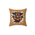 Happy Longhaired Dachshund Throw Pillow — Cute Jumping Sausage Dog Decorative Cushion