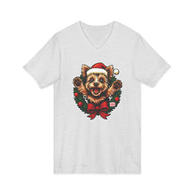 Load image into Gallery viewer, Joyful Christmas Yorkie Tee, Holiday T-Shirt, Festive Pet Shirt, Merry Christmas Top, Unisex Dog Lover Gift