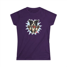 Load image into Gallery viewer, OMG Youre Home Dog Reunion T-Shirt: Happy and Excited Leaping Border Collie Women's Shirt