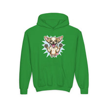 Load image into Gallery viewer, Happy Jumping Chihuahua Hoodie | Cute Dog Illustration, Youth Hoodie