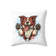 Load image into Gallery viewer, Red Border Collie Dog Lover's Square Pillow, Cute Pet Decor, Animal Gift, Throw Pillow for Home, Dog Art Cushion