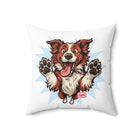 Red Border Collie Dog Lover's Square Pillow, Cute Pet Decor, Animal Gift, Throw Pillow for Home, Dog Art Cushion