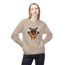 Load image into Gallery viewer, Playful Pug Crewneck Sweatshirt - Cozy Unisex Fleece, Dog Lover Gift, Pet Apparel, Cute Sweatshirt, Fun Dog Design