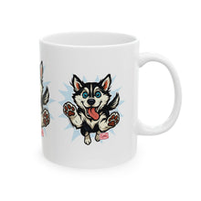 Load image into Gallery viewer, Happy Leaping Siberian Husky Ceramic mug, 11oz and 15oz, Husky Dog Parent Gift