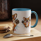 Excited Leaping Corgi  Accent Coffee Mug - Cute Dog Lover Gift (11oz)