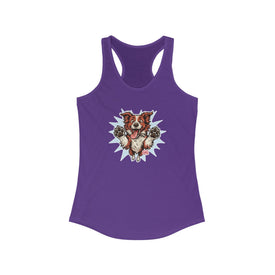 Women's Ideal Racerback Tank featuring the OMG You're Home Red and White Border Collie