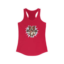 Load image into Gallery viewer, Women's Ideal Racerback Tank featuring the OMG You're Home Red and White Border Collie