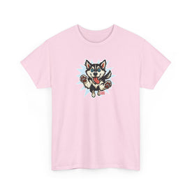 Cute Siberian Husky Dog Graphic Unisex Heavy Cotton Tee | Pet Lover Gift, Husky Apparel, Fun Casual Wear