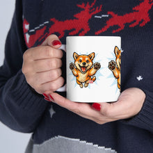 Load image into Gallery viewer, Happy Jumping Shiba Inu Mug | Cute Dog Illustration Ceramic Mug