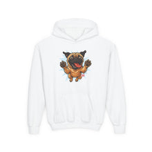 Load image into Gallery viewer, Adorable Pug Youth Hoodie with Fun Design - Perfect for Pet Lovers, Gifts for Kids, Casual Wear, Birthday Present, Dog Lover Apparel