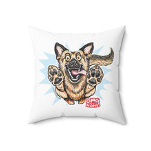 Load image into Gallery viewer, Excited German Shepherd Paw Print Spun Polyester Pillow | OMG Home Dog Artwork