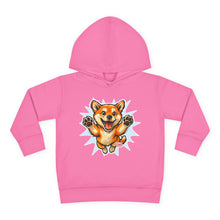 Load image into Gallery viewer, Toddler Hoodie — Playful Jumping Shiba Inu Puppy