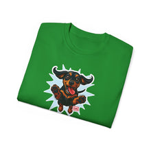 Load image into Gallery viewer, Playful Dachshund Pet Lover's Tee, Dog Lover T-Shirt, Funny Graphic Shirt, Casual Wear, Gift for Dog Parents, Soft Cotton Tee