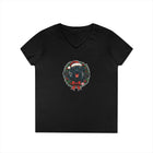 Cute Black Labrador Retriever Christmas V-Neck T-Shirt, Holiday Tee, Festive Womens Shirt, Christmas Gift, Winter Apparel